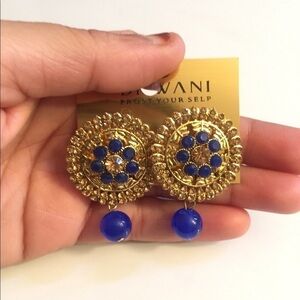 Mandala earrings Ethnic Indian earrings cz studded gold and blue earrings